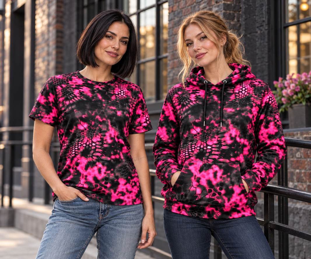 Shirt & Hoodie Combo (Pink & Black Camo)