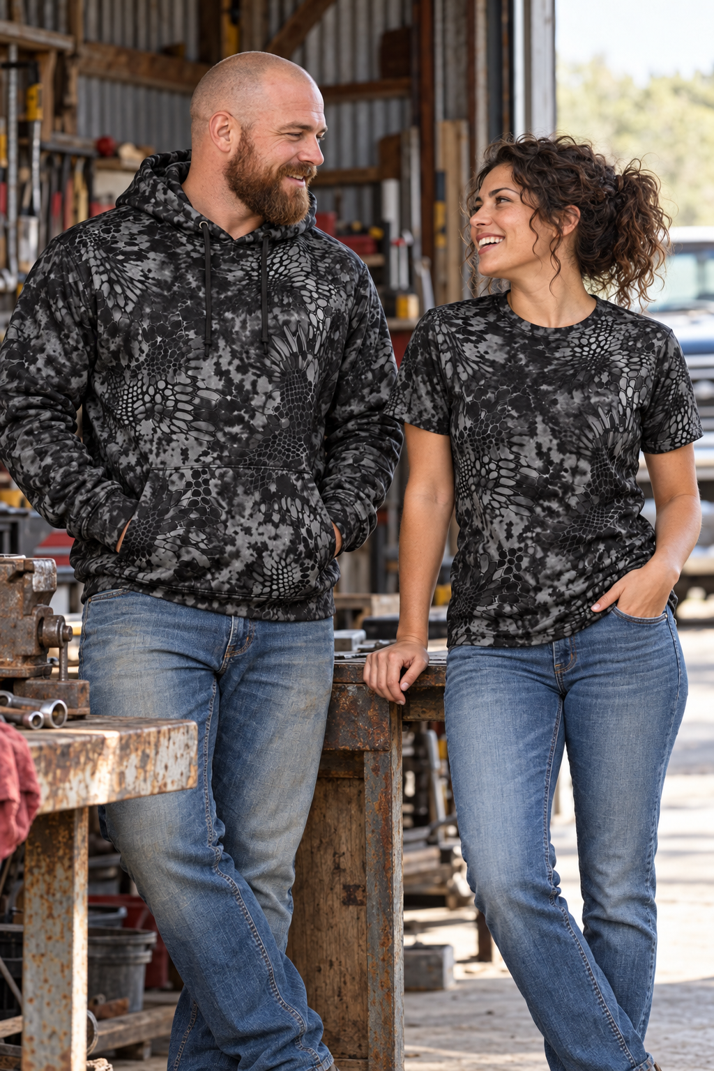 Shirt & Hoodie Combo (Charcoal Camo)