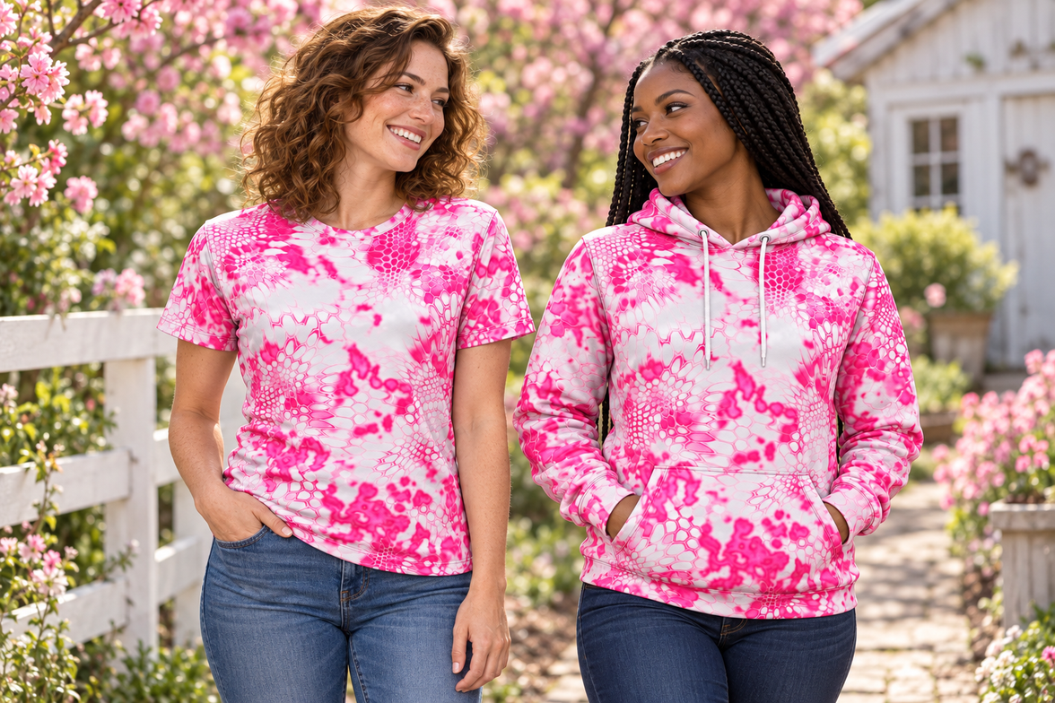 Shirt & Hoodie Combo (Pink & White Camo)