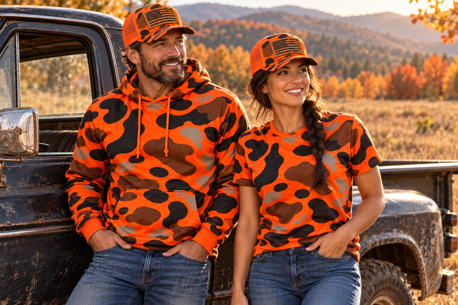 Orange Blaze Duck Camo Shirt
