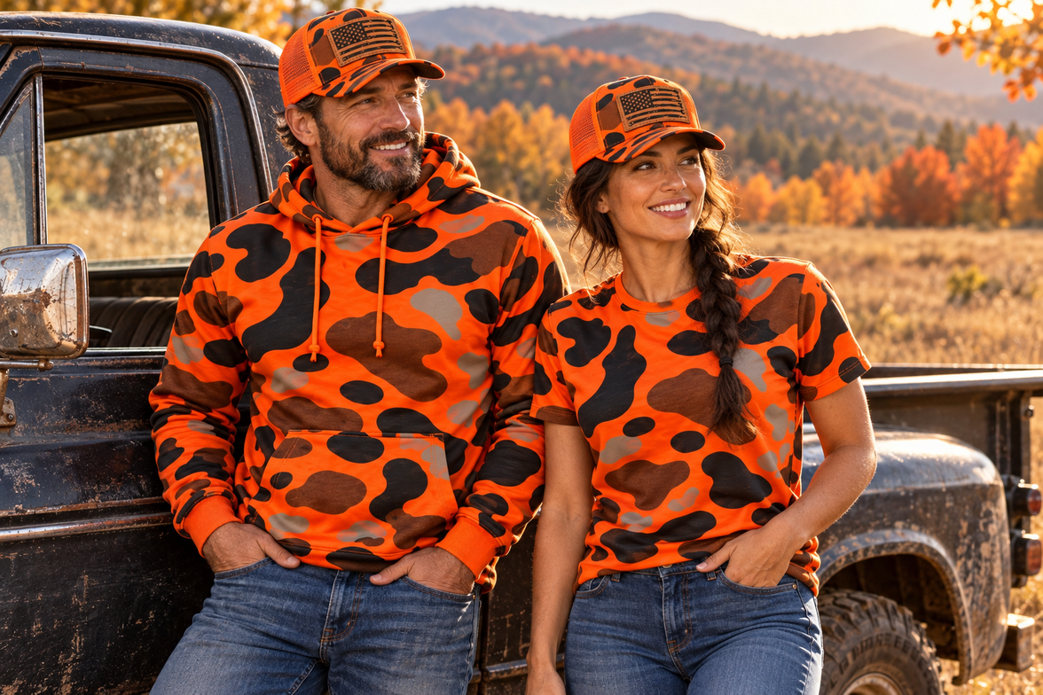 Orange Blaze Duck Camo Shirt