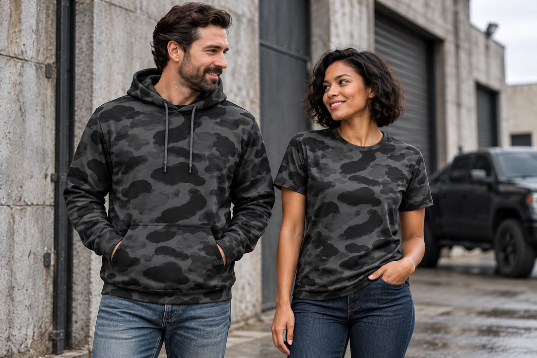 Shirt & Hoodie Combo (Black Sable Duck Camo)