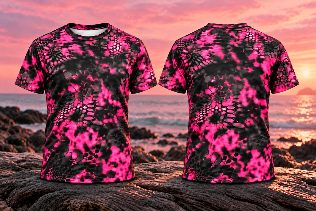 Hi Vis Pink/ Black Camo Shirt